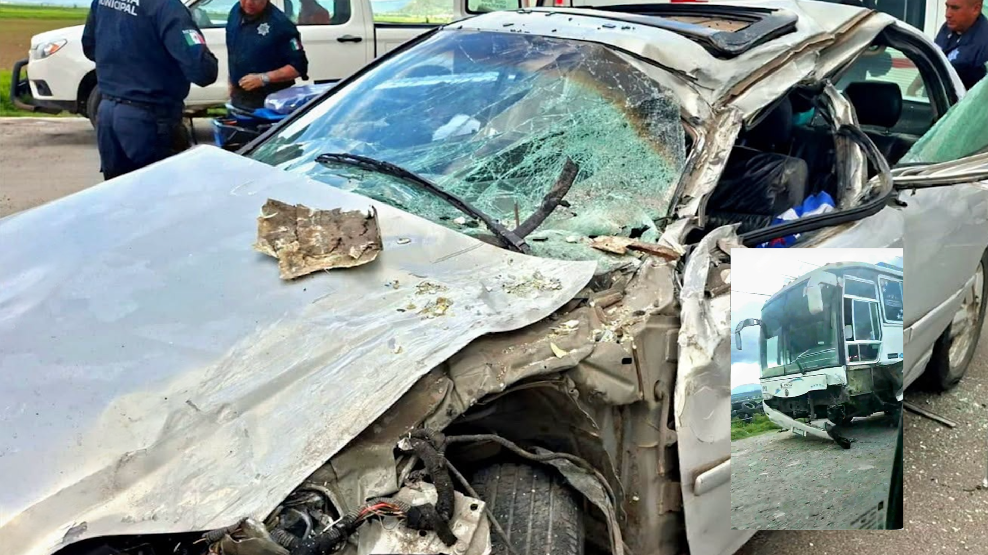 Conductor presuntamente ebrio choca contra autobús de pasajeros en la carretera Emiliano Zapata–Ciudad Sahagún