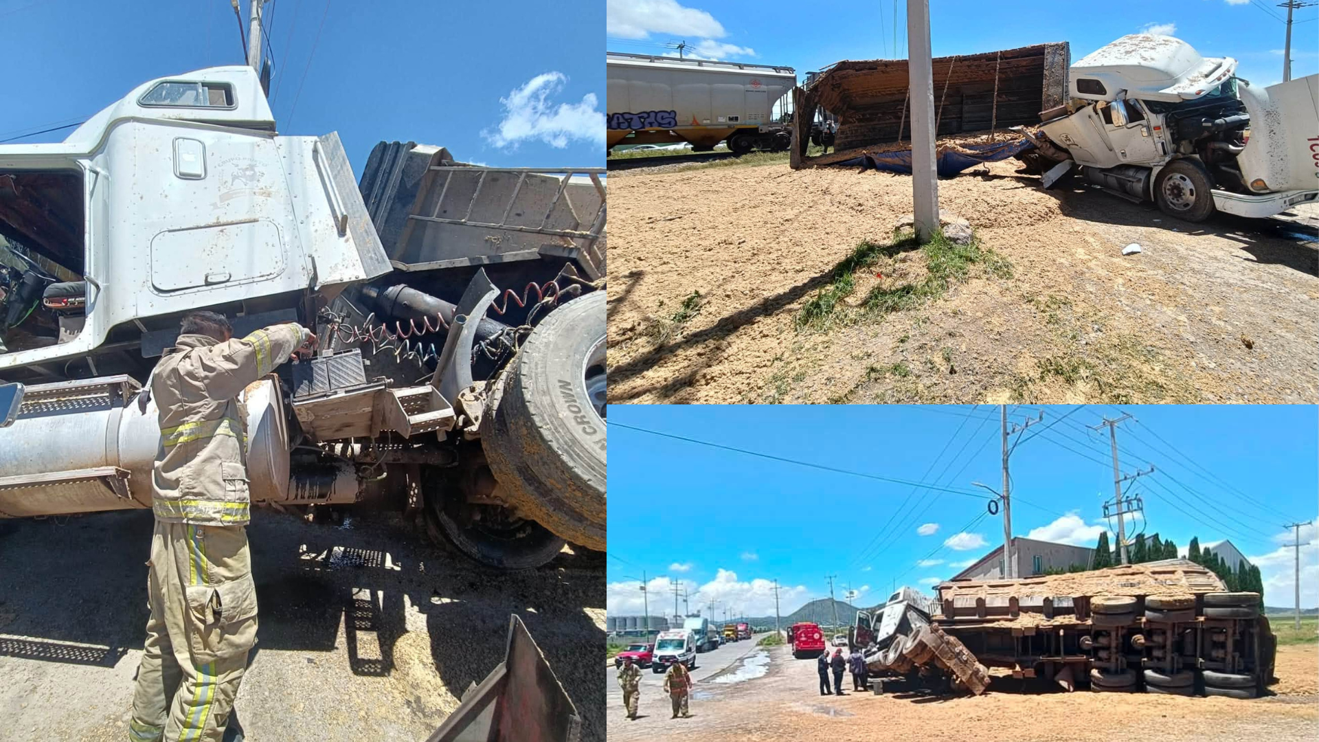 Tráiler intenta ganarle el paso al tren y termina impactado en Acopinalco, Apan