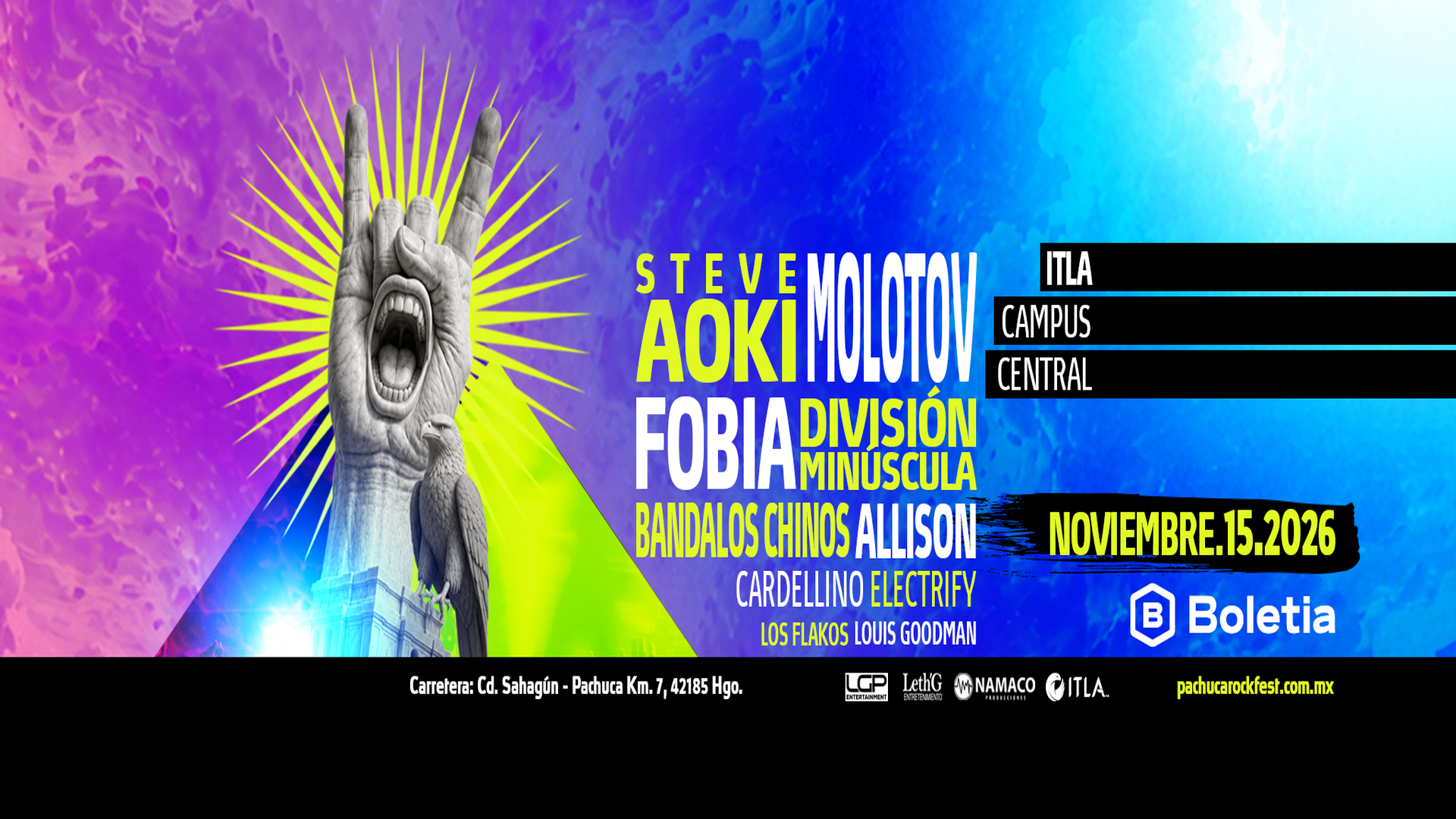 Steve Aoki, Molotov y Fobia encabezan el Pachuca Rock Fest 2026