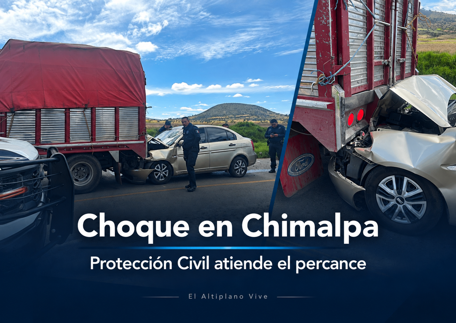 Choque entre dos vehículos moviliza a Protección Civil en Chimalpa, Apan