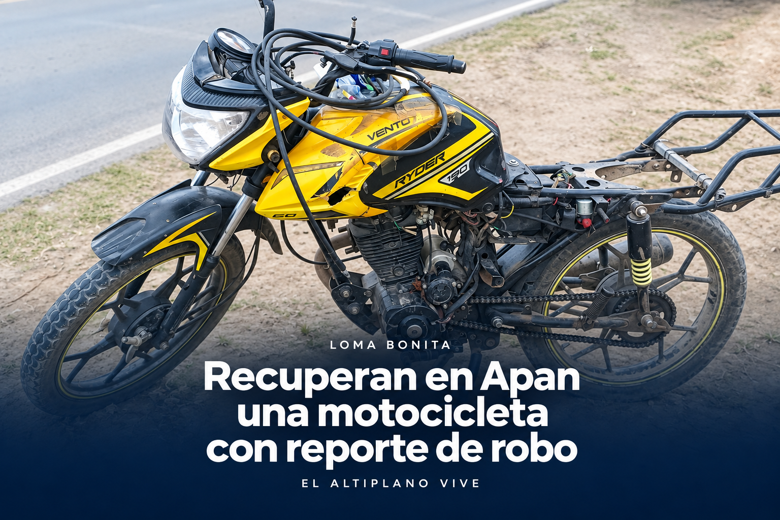Recuperan en Apan una motocicleta robada; estaba abandonada en Loma Bonita